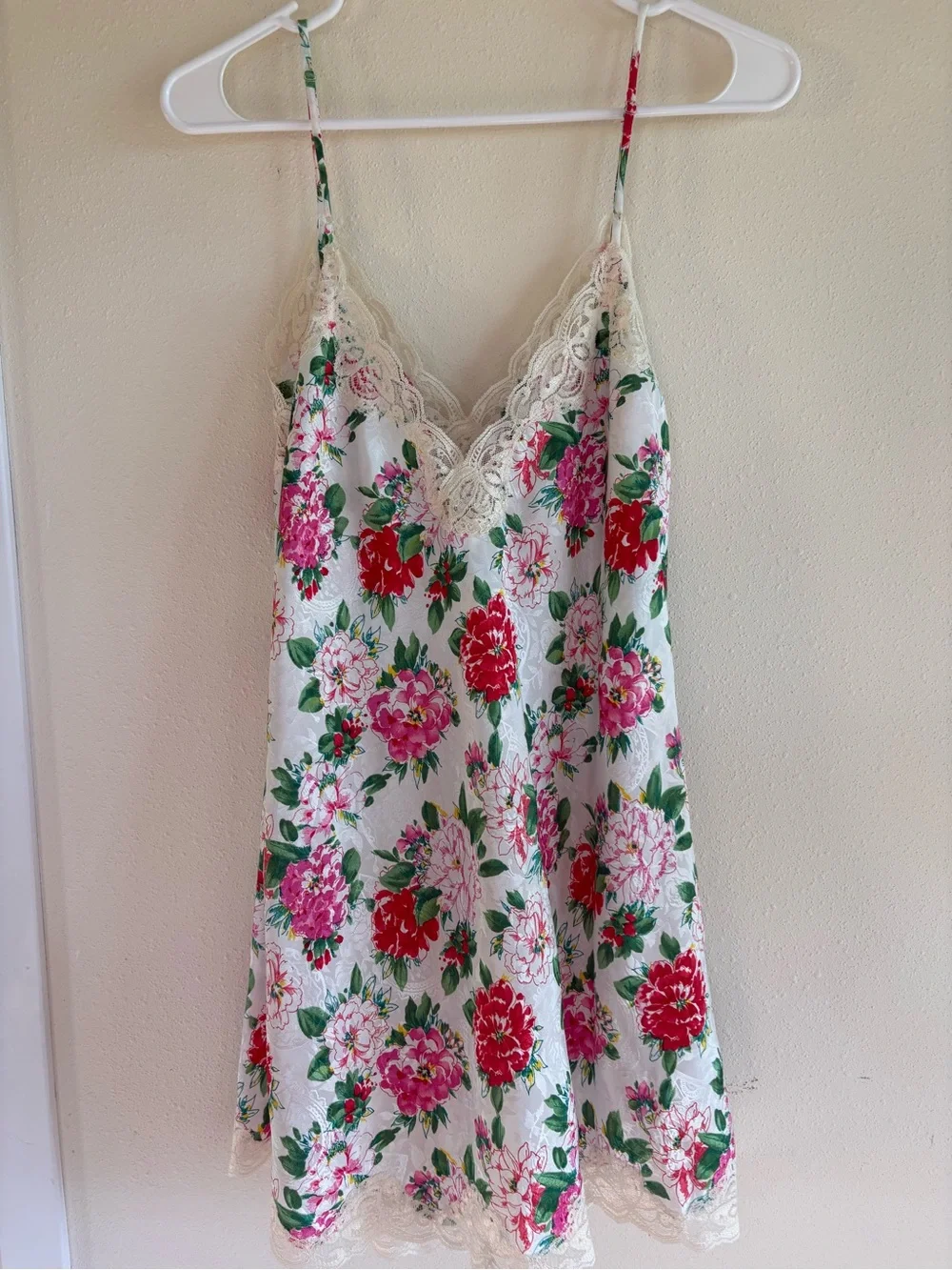 Vintage Victoria’s Secret Gold Label Floral Satin Lace Chemise/Slip Dress